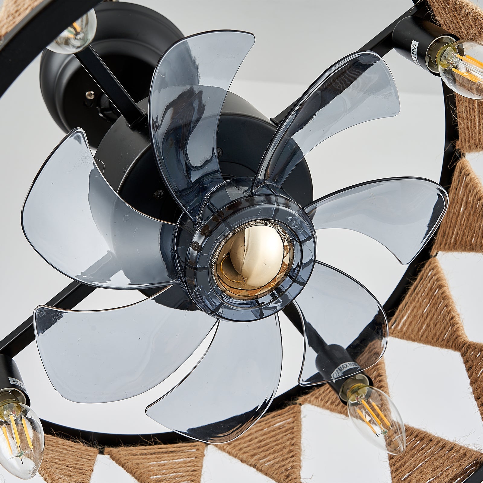 Hugo 6-Speed Ceiling Fan Light: Reverse, Timer, Natural Wind, 30W, E12 x4, Ceiling Fan Chandelier Over Dining Table, Bedroom