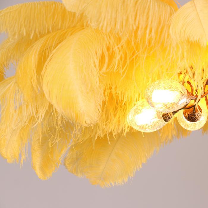 Aisha Feather Chandelier Brass Palm Tree Lamp