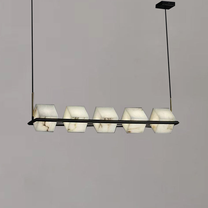 Modern Alabaster Cubic Island Chandelier, Kitchen Island Pendant Light, Pendant Lamp Over Dining Table