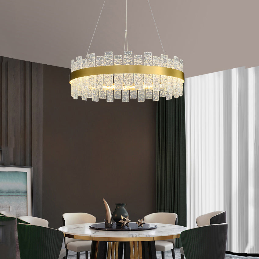 chandelier over dining table