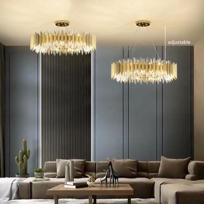 chandeliers in living room 
