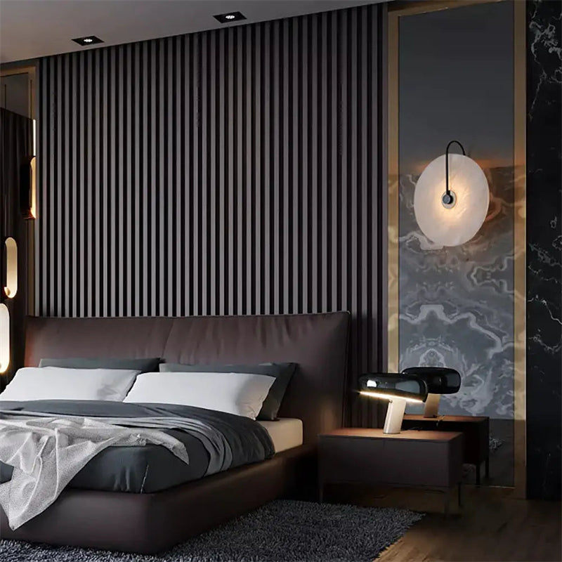 Modern Discs Alabaster Wall Sconce For Bedroom