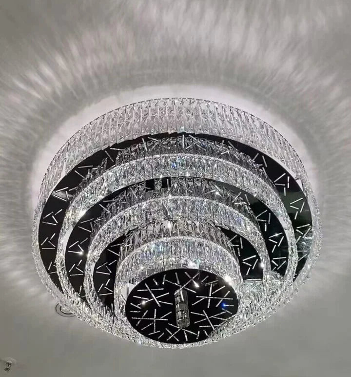 Modern Luxury Flush Mount Round Multi-layers Crystal Round Chandelier For Living Room, Dining Room