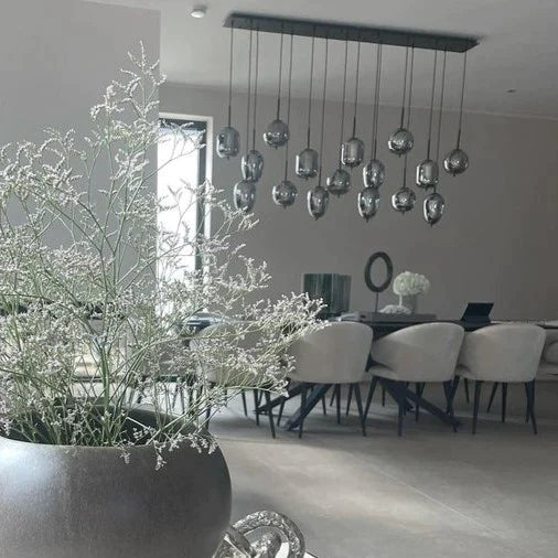 Eternal Modern Smoky Glass Linear Chandelier For Dining Room, Chandelier Over Kitchen Island