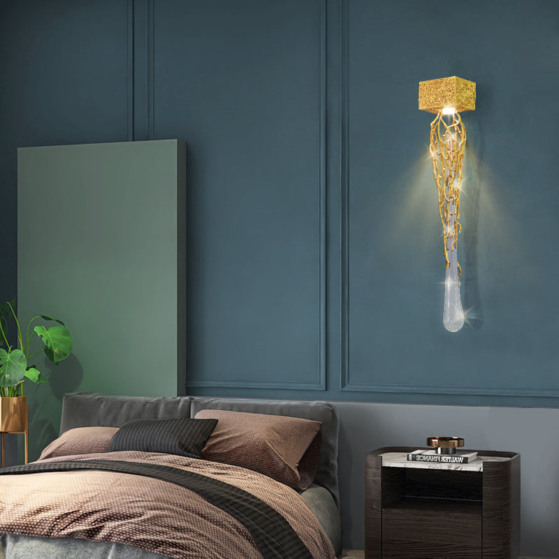 wall sconce above bed