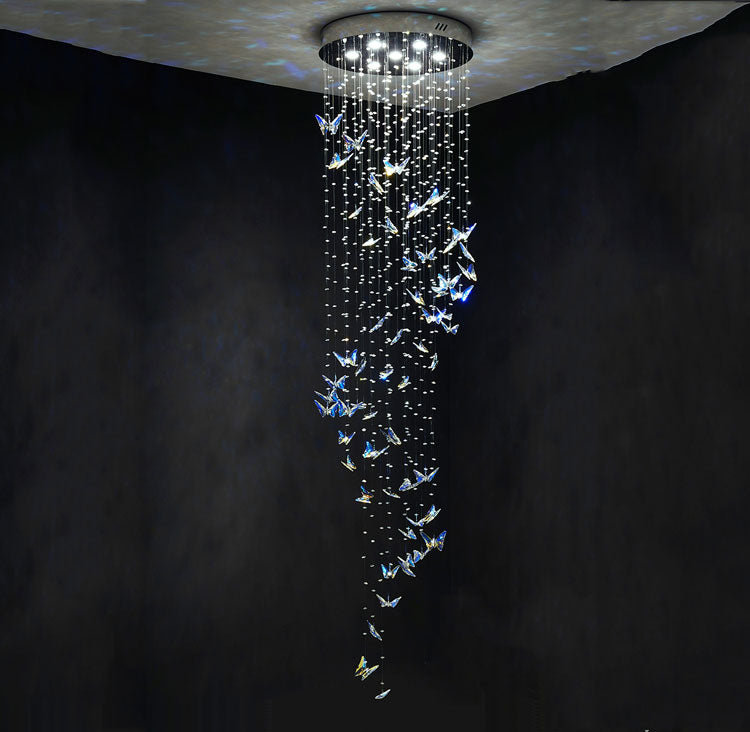 Romantic Artistic Crystal Butterfly Staircase Chandelier