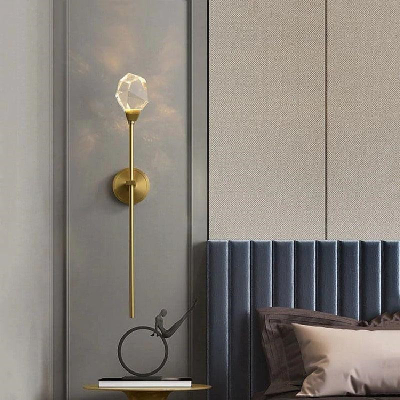 Rameau Modern Faceted Crystal Wall Sconce Using Long Rod