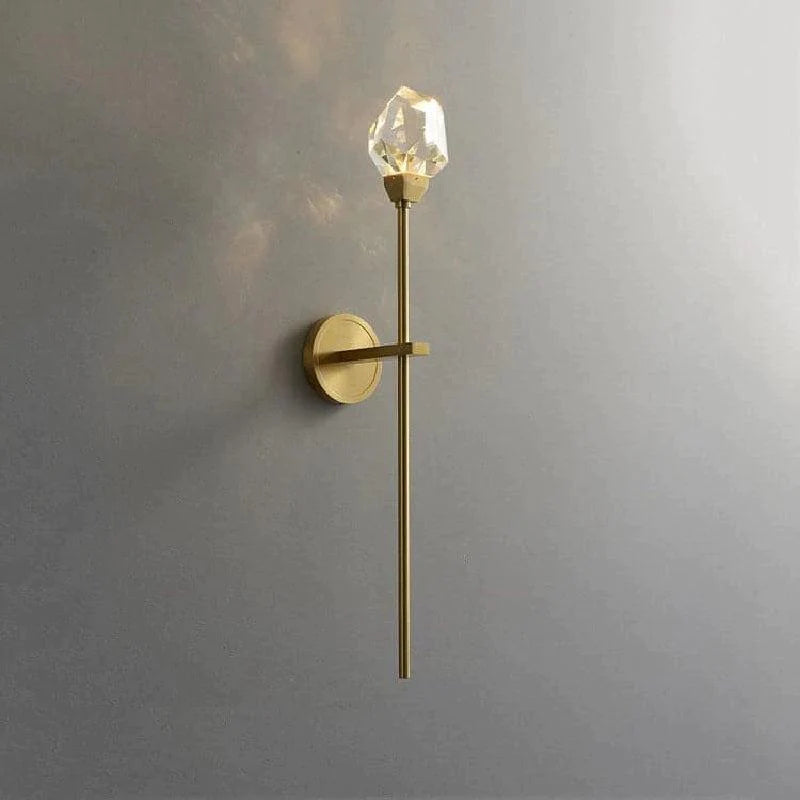 Rameau Modern Faceted Crystal Wall Sconce Using Long Rod