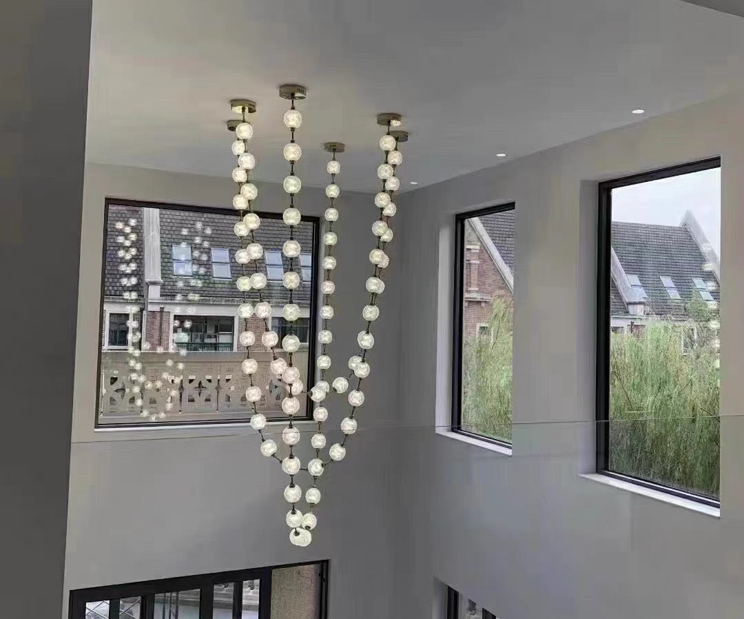 Arabella Modern Creative Pearl Necklace Glass Chandelier for Living Room, Staircase