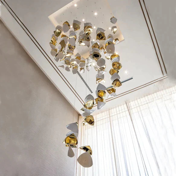 Cosmic Modern Square Glass Spiral Long Pendant Chandelier For Hallyway, Staircase